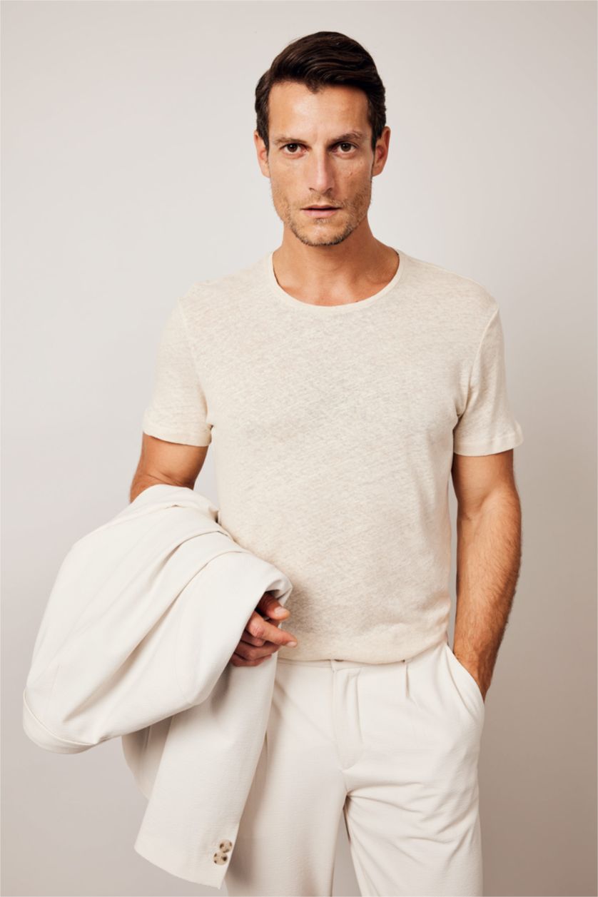 رجالي بيج تي شيرت مودرن فيت برقبة مستديرة