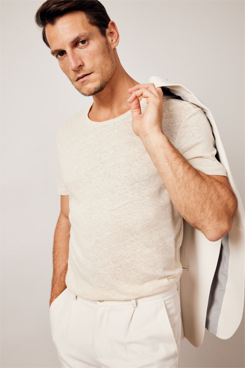 رجالي بيج تي شيرت مودرن فيت برقبة مستديرة