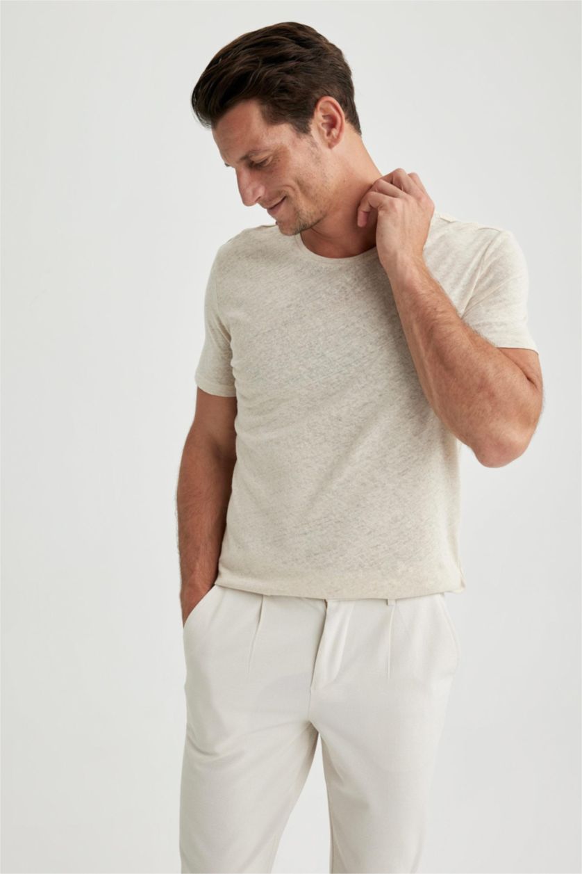 رجالي بيج تي شيرت مودرن فيت برقبة مستديرة