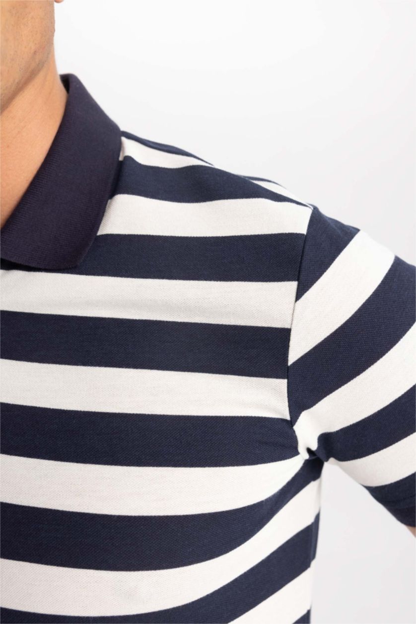 رجال كحلي تيشيرت بولو بيكة مطبوع سليم فيت بياقة بولو