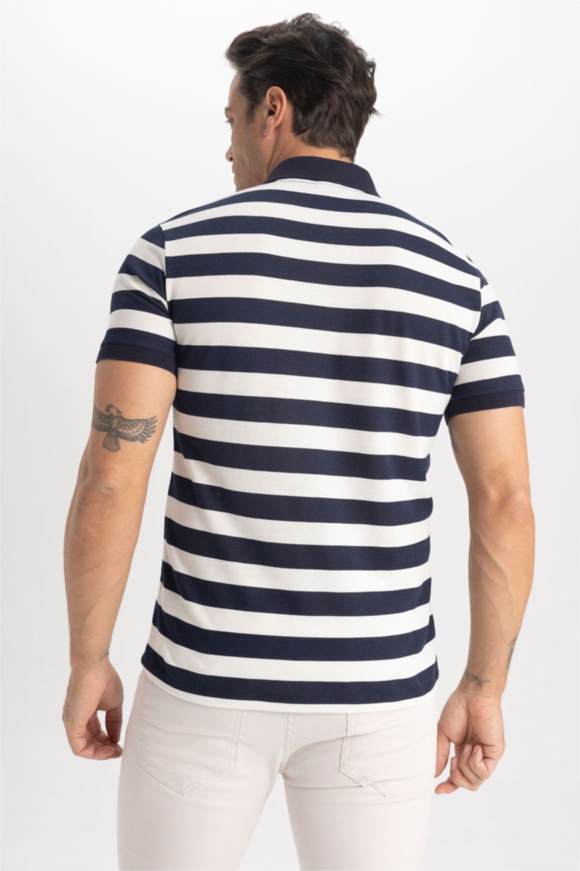 رجال كحلي تيشيرت بولو بيكة مطبوع سليم فيت بياقة بولو