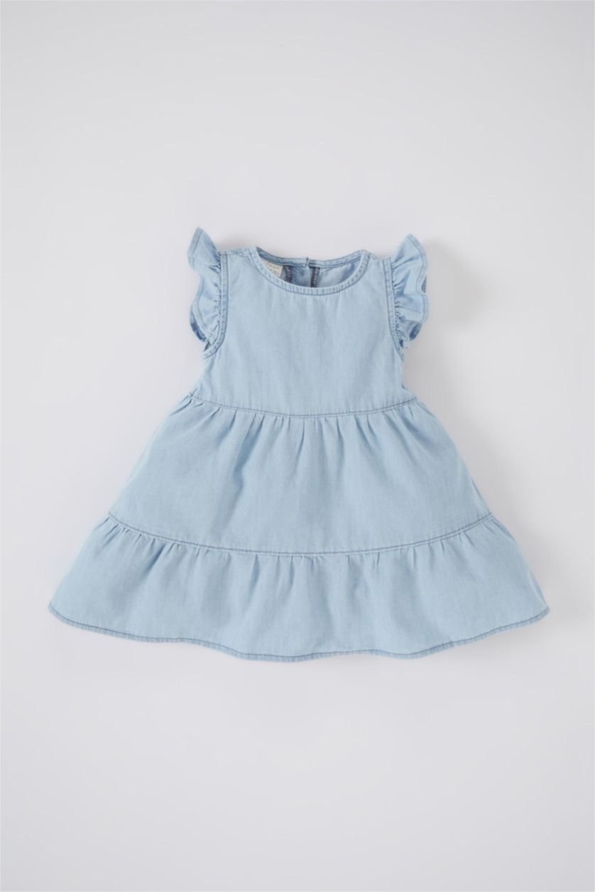 BÉBÉ FILLE BLEU Clair Robe Jean Col Ras Du Cou Sans Manches