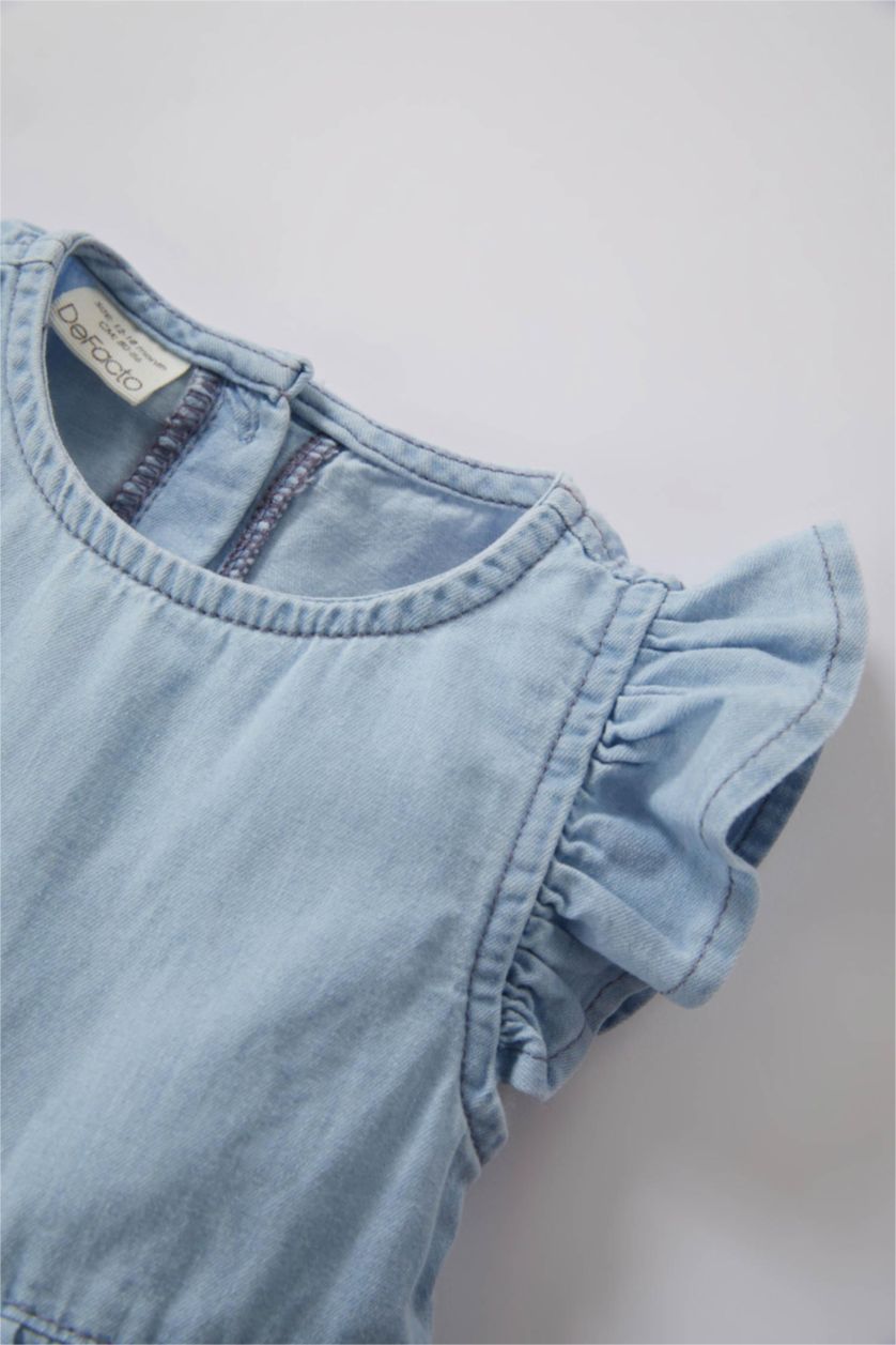 BÉBÉ FILLE BLEU Clair Robe Jean Col Ras Du Cou Sans Manches