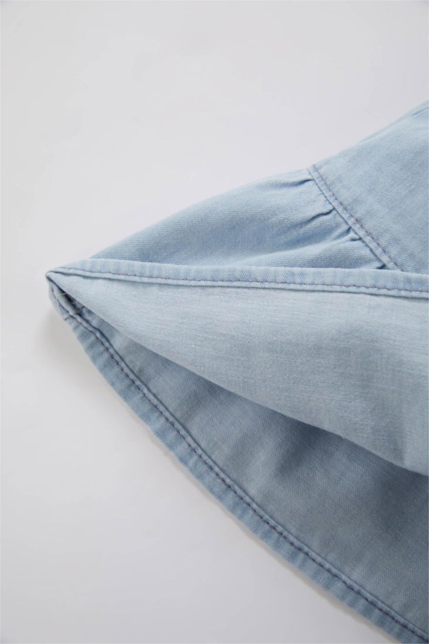 BÉBÉ FILLE BLEU Clair Robe Jean Col Ras Du Cou Sans Manches