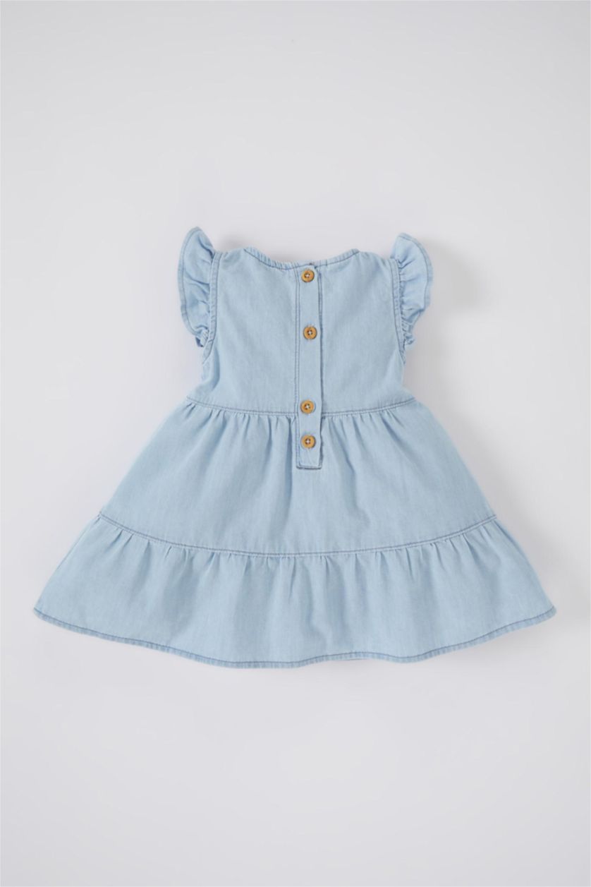 BÉBÉ FILLE BLEU Clair Robe Jean Col Ras Du Cou Sans Manches
