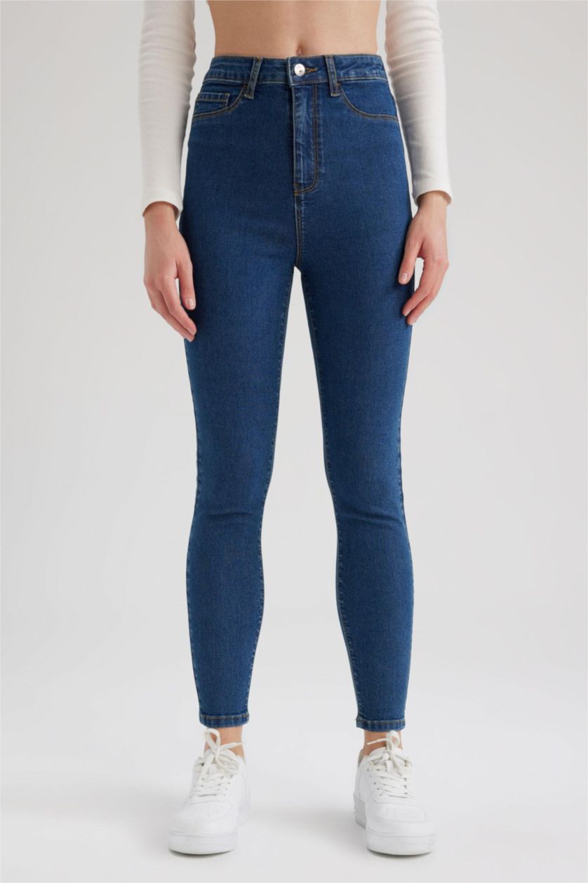 WOMAN Blue Super Skinny Jegging Fit High Waist Jeans