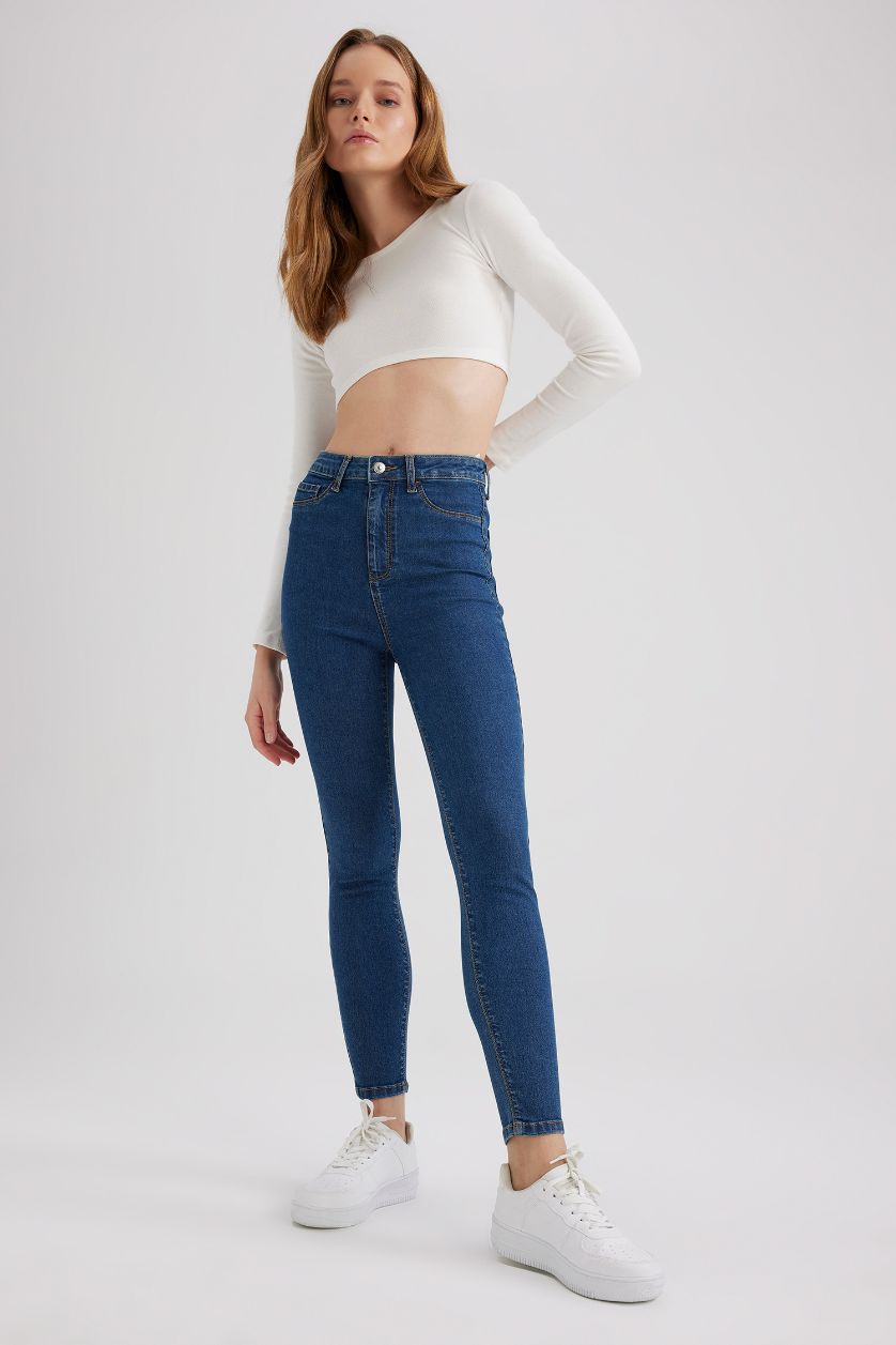 WOMAN Blue Super Skinny Jegging Fit High Waist Jeans