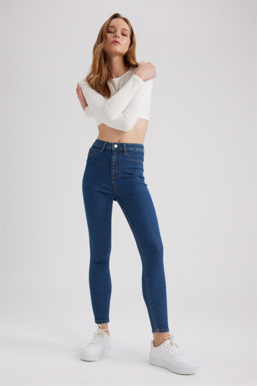 WOMAN Blue Super Skinny Jegging Fit High Waist Jeans