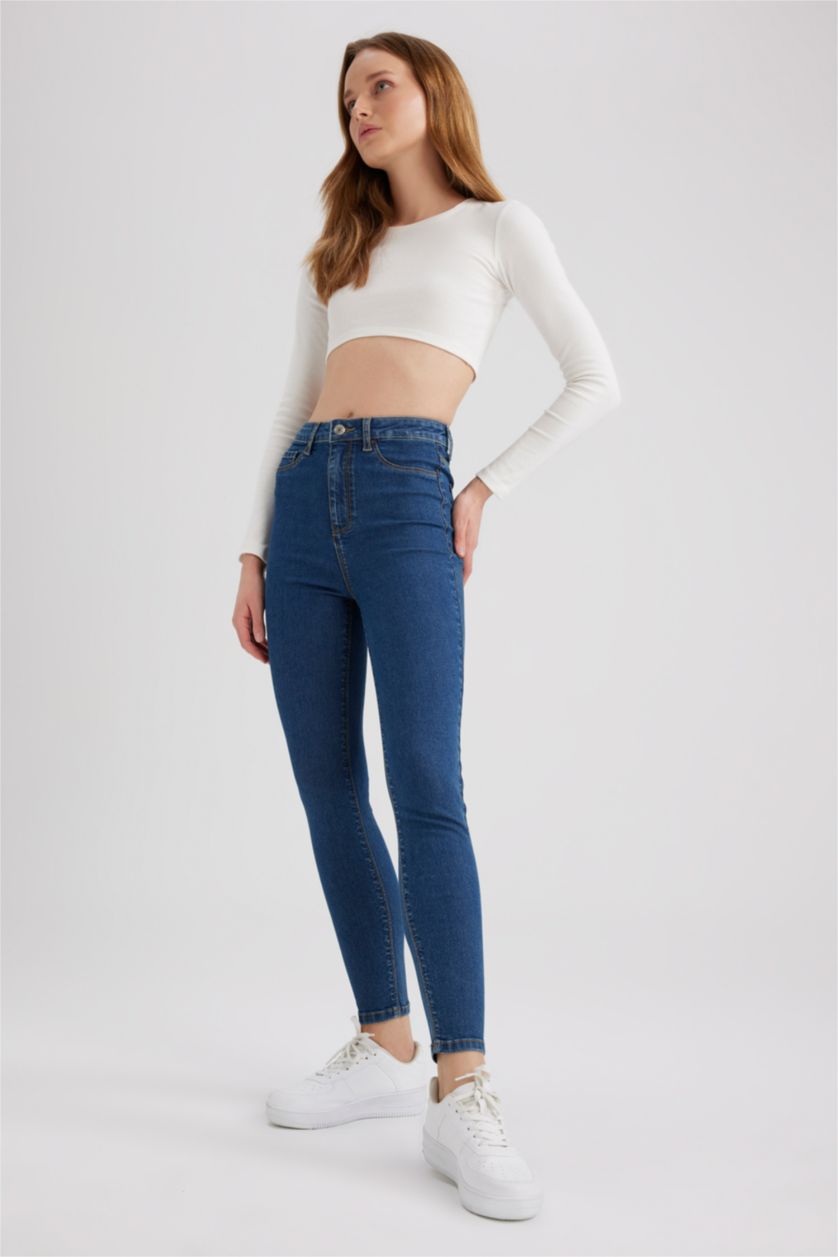 WOMAN Blue Super Skinny Jegging Fit High Waist Jeans
