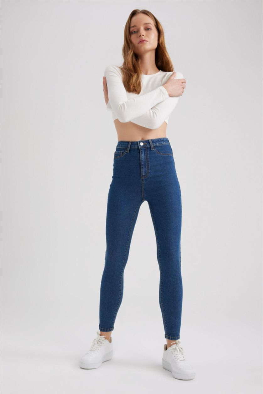 WOMAN Blue Super Skinny Jegging Fit High Waist Jeans