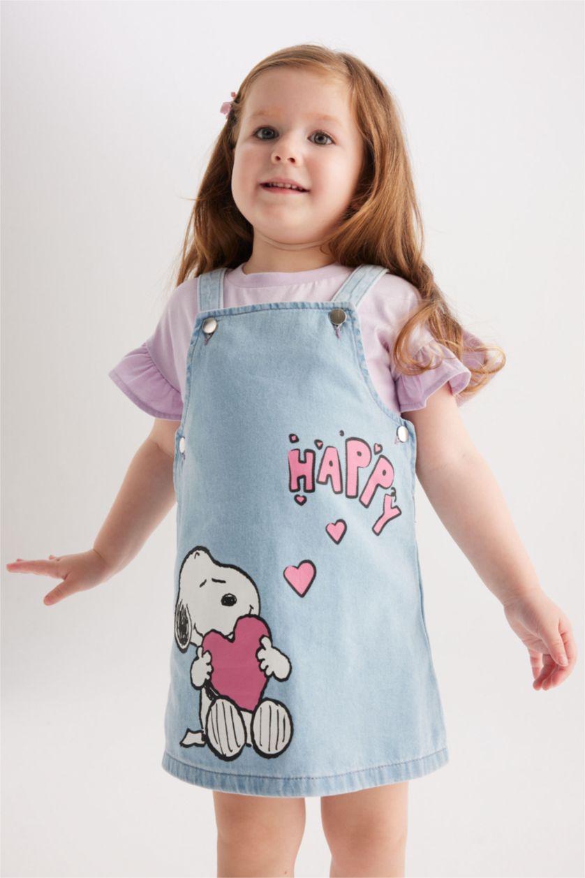 BABY GIRL Light Blue Baby Girl Snoopy Licensed Jean Jumpsuit