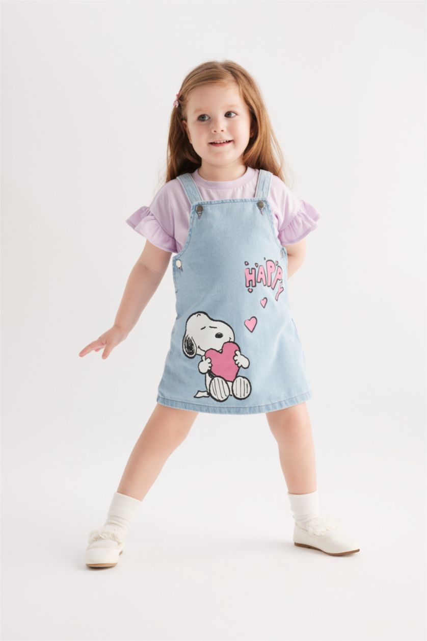 BABY GIRL Light Blue Baby Girl Snoopy Licensed Jean Jumpsuit