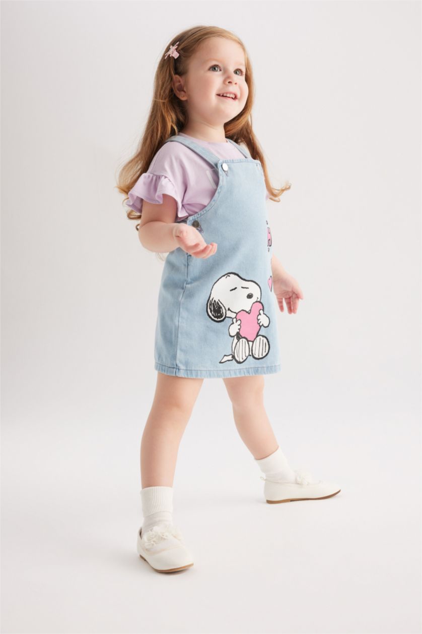BABY GIRL Light Blue Baby Girl Snoopy Licensed Jean Jumpsuit