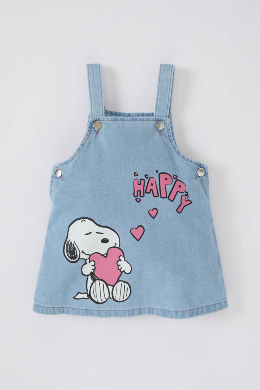 BABY GIRL Light Blue Baby Girl Snoopy Licensed Jean Jumpsuit