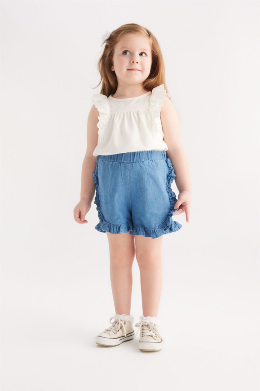 طفلة صغيرة أزرق شورت جينز بناتي بيبرباج بقصة عادية