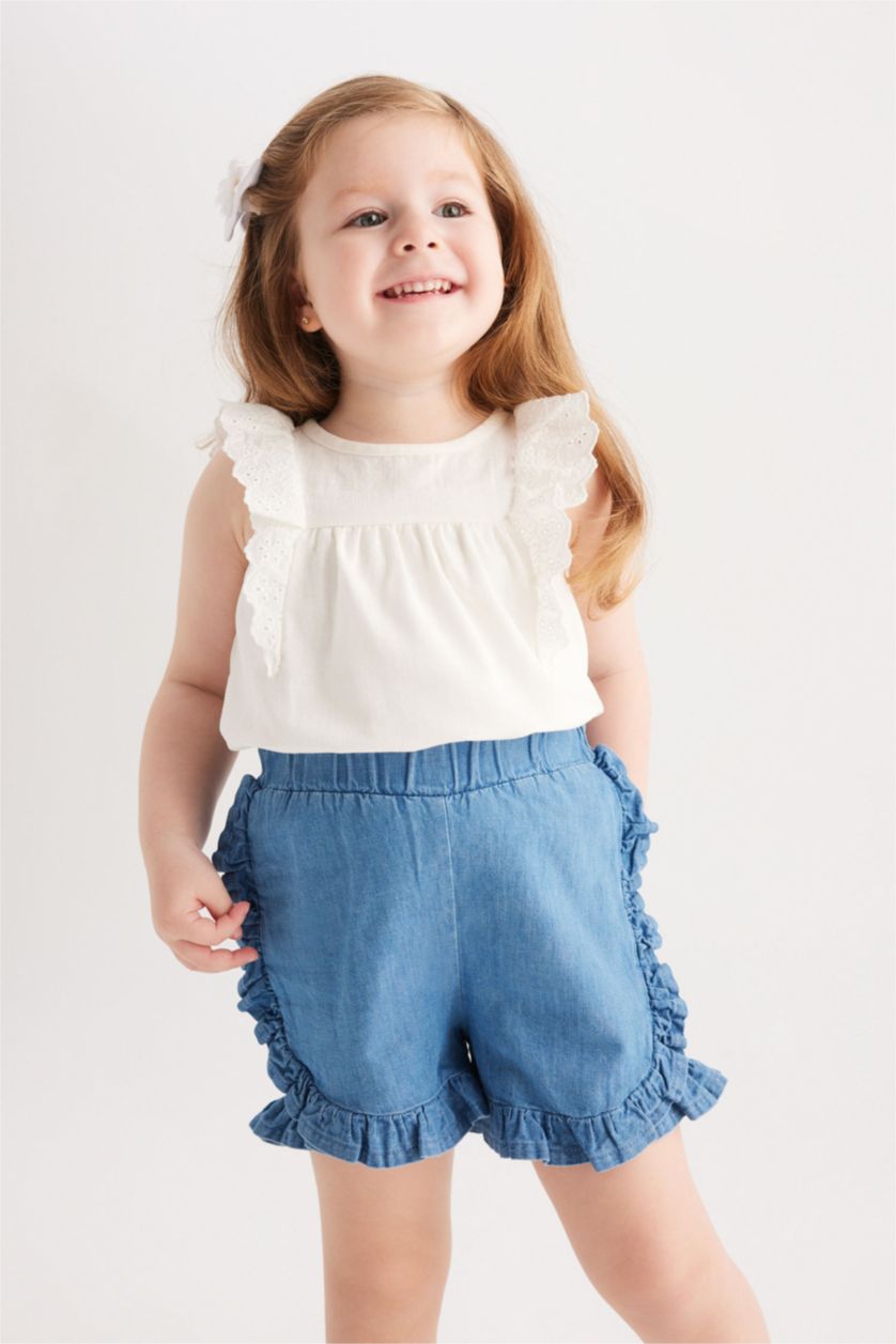 طفلة صغيرة أزرق شورت جينز بناتي بيبرباج بقصة عادية