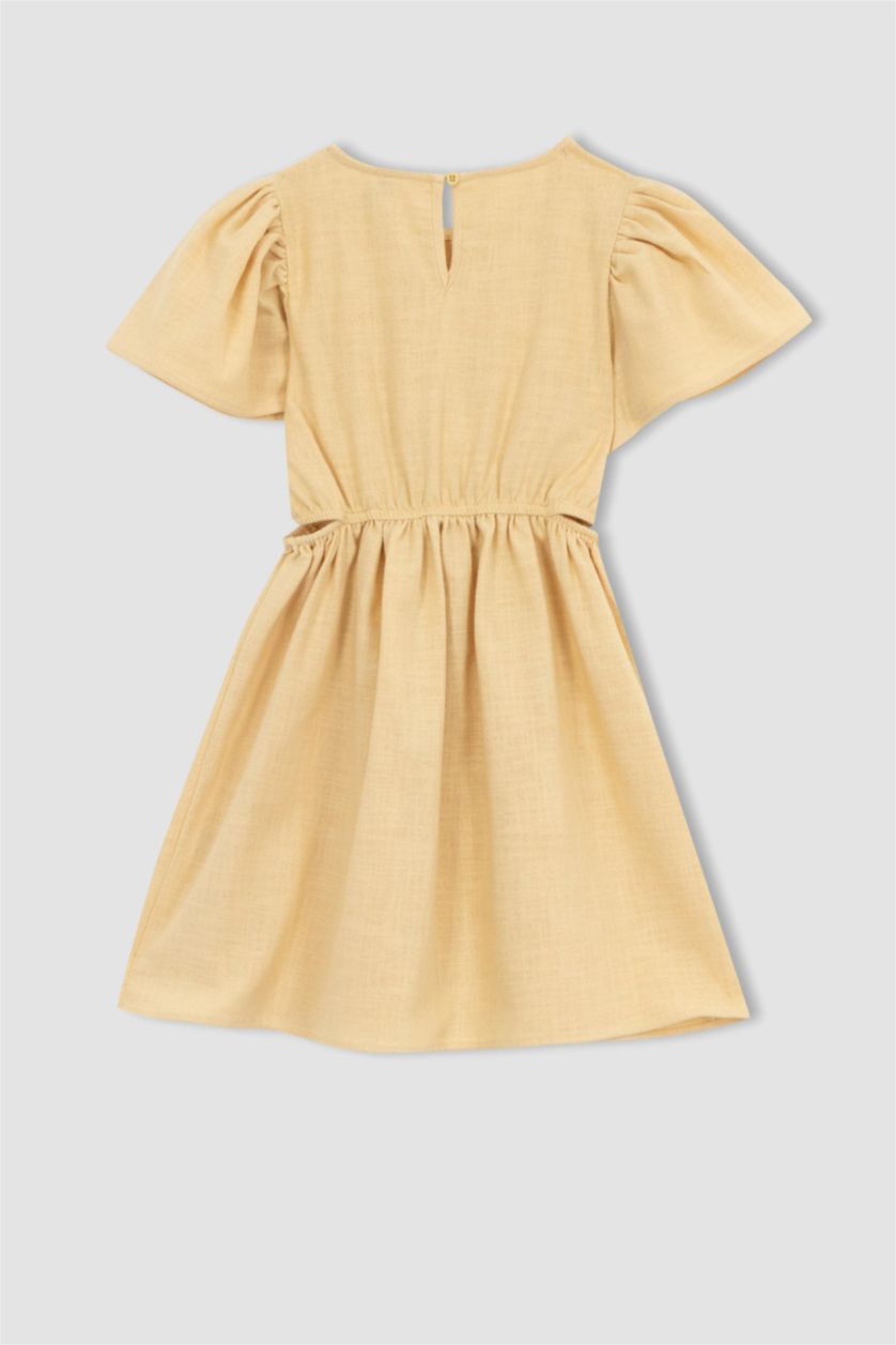 Girls & Teens Beige Regular Fit Cotton Dress