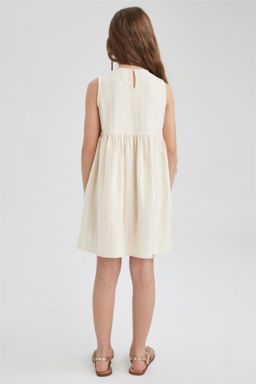 GIRLS & TEENS Ecru Girl Patterned Sleeveless Cotton Dress