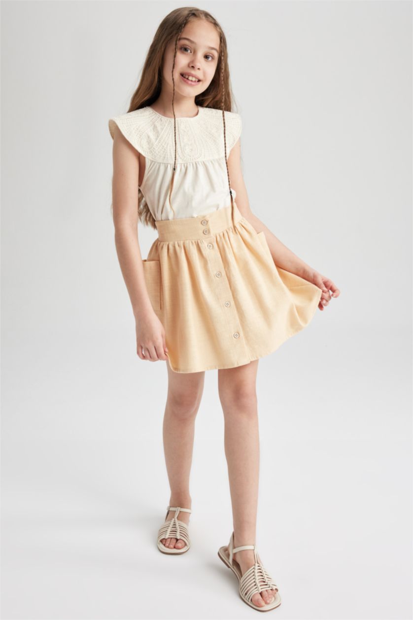 Girls & Teens Beige Girl Cotton Skirt