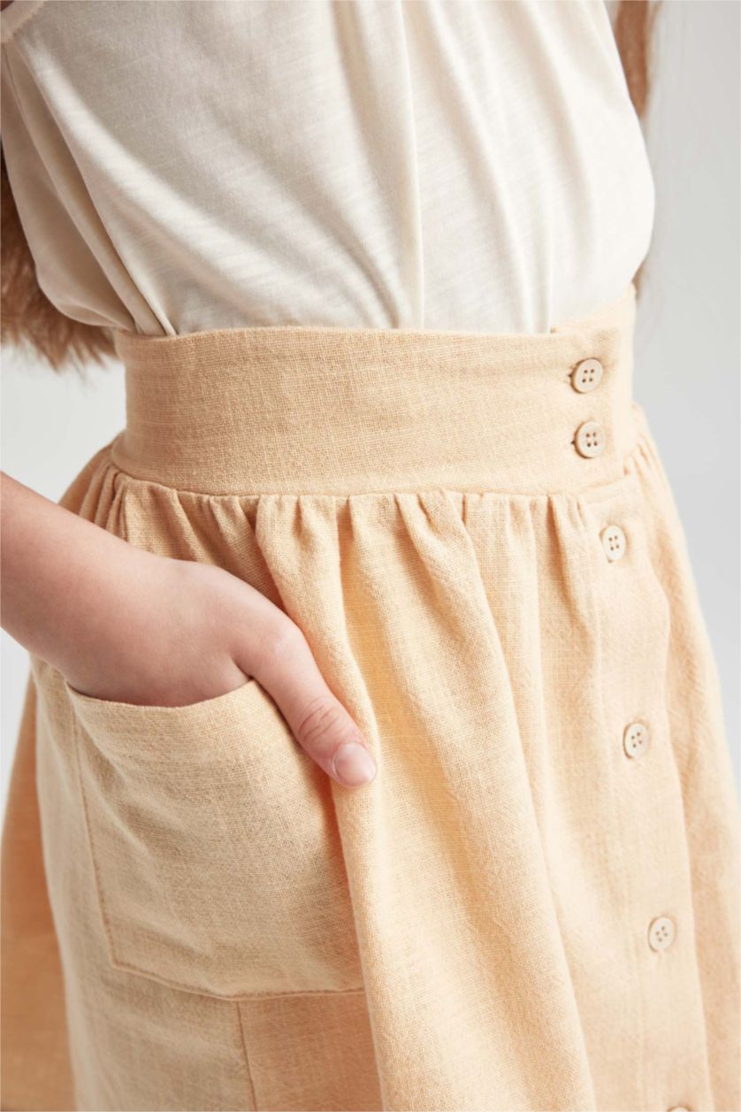 Girls & Teens Beige Girl Cotton Skirt