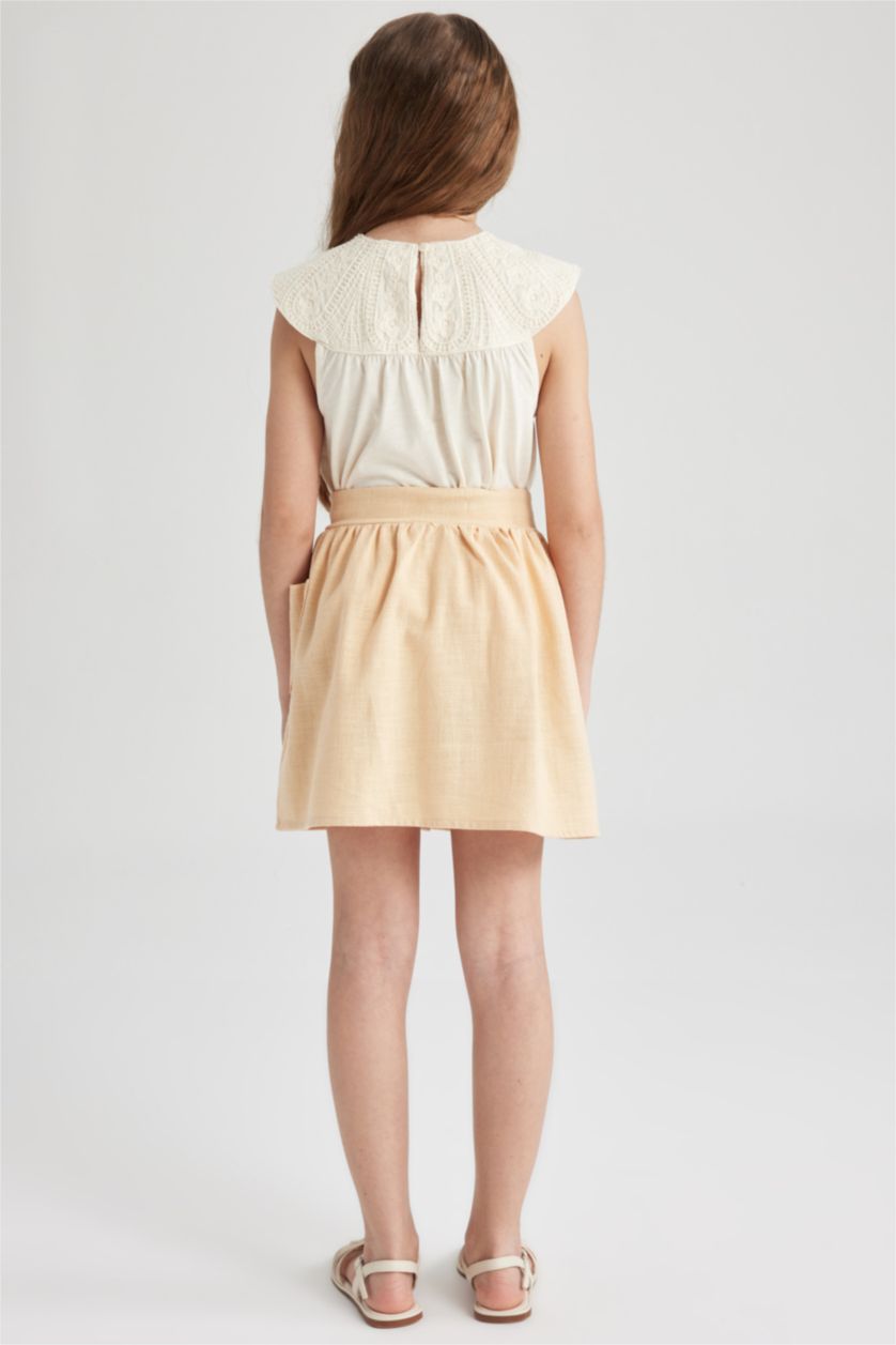 Girls & Teens Beige Girl Cotton Skirt