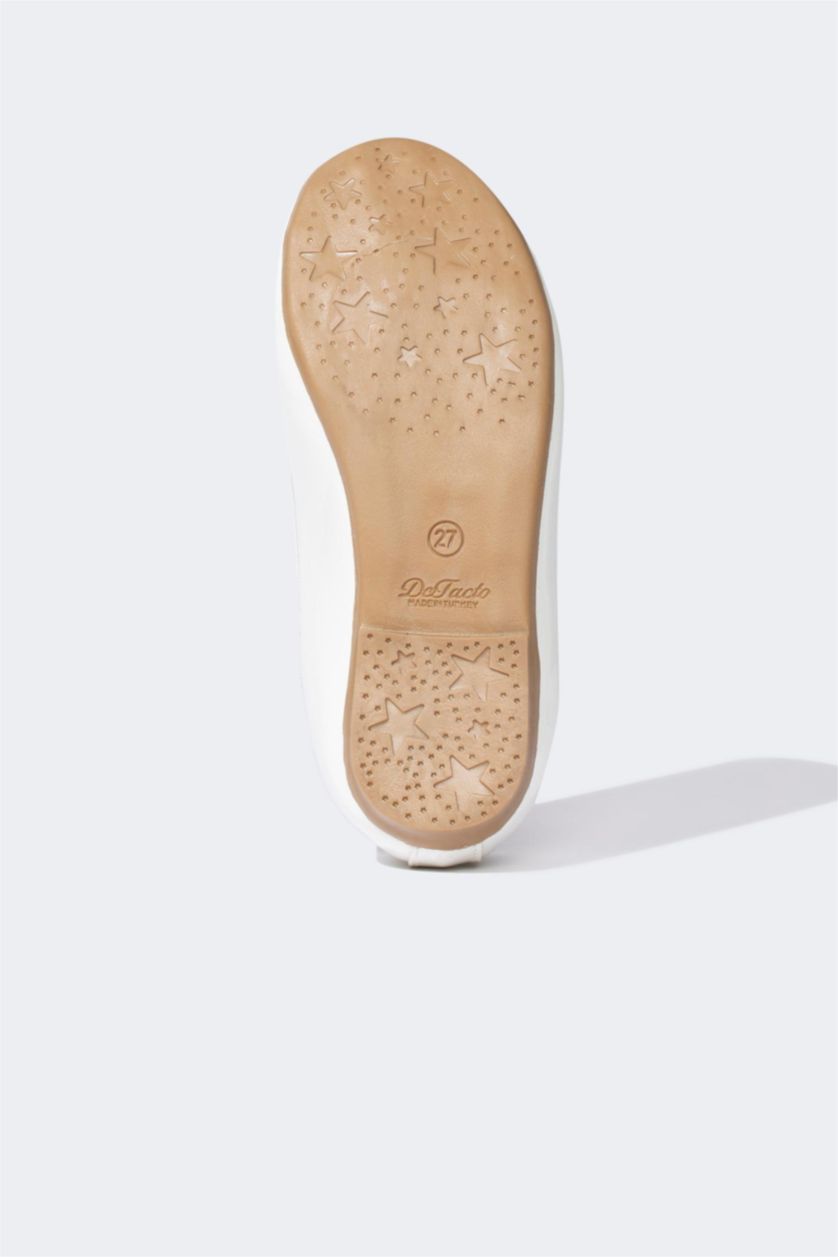 Kız Çocuk - Genç Kız Beyaz Kız Çocuk Düz Taban Suni Deri Beyaz Rugan Balerin Ayakkabı