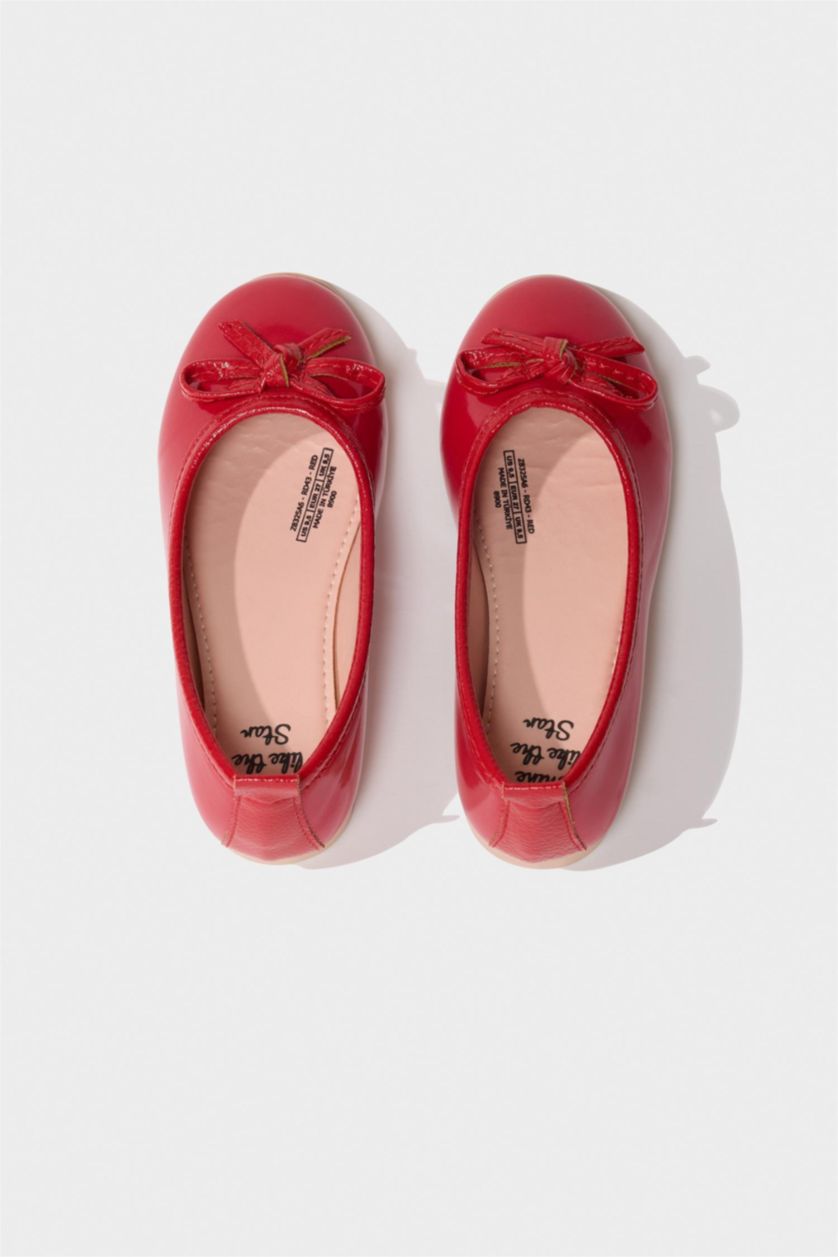 GIRLS & TEENS Red Girl Red Faux Leather Ballerina Flat Shoes