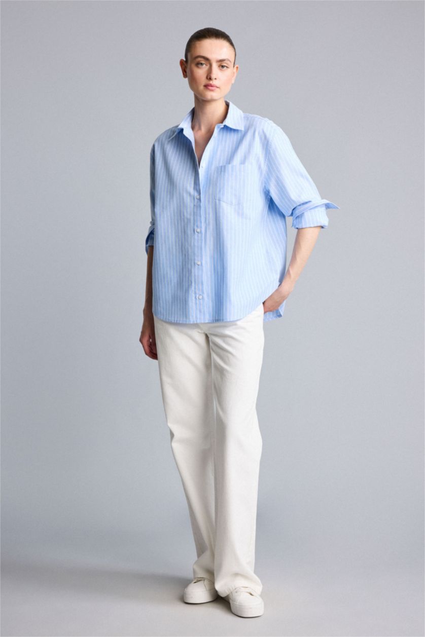 Әйелдерге Ашық Көк Oversize жейде