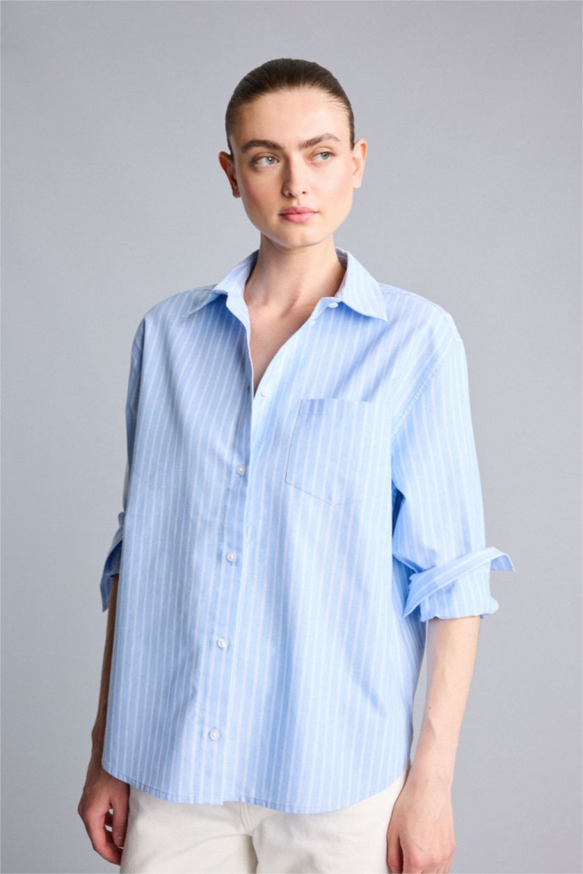 Әйелдерге Ашық Көк Oversize жейде