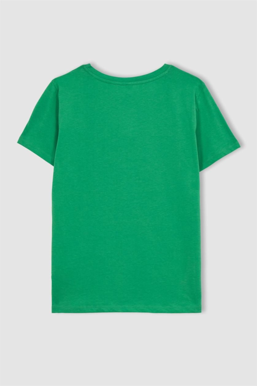 FEMME Vert T-Shirt 100% coton Coupe Classique À Manches Courtes Et Col Rond