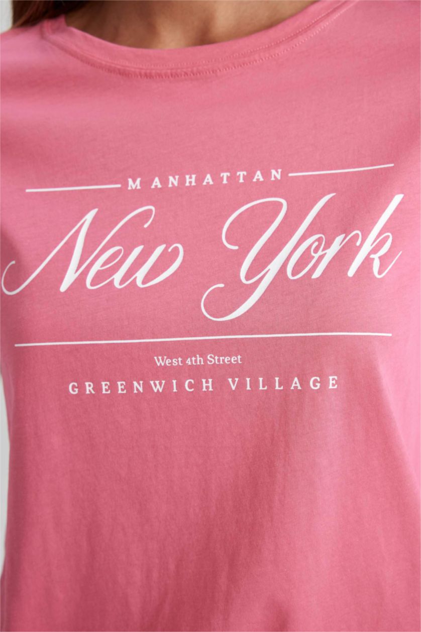 WOMAN Pink Regular Fit Short Sleeve T-Shirt