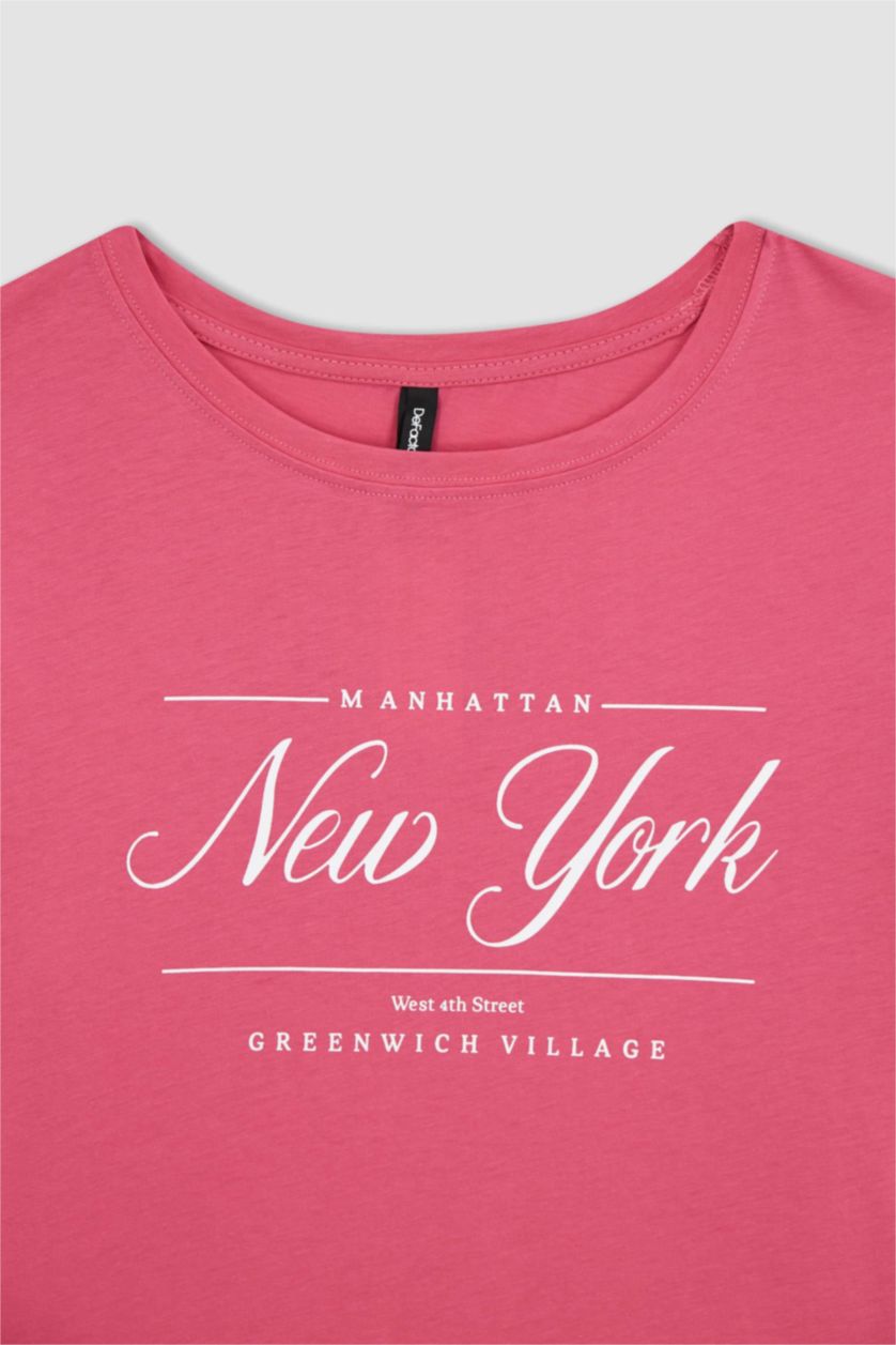 WOMAN Pink Regular Fit Short Sleeve T-Shirt