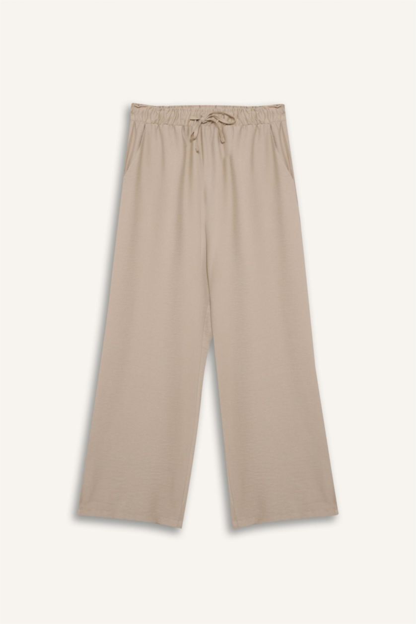 Женщины Бежевый Брюки Wide Leg широкого кроя