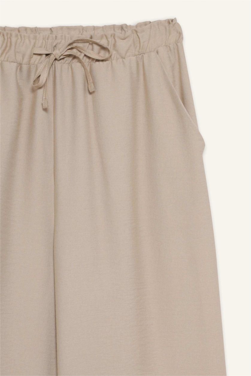 Женщины Бежевый Брюки Wide Leg широкого кроя