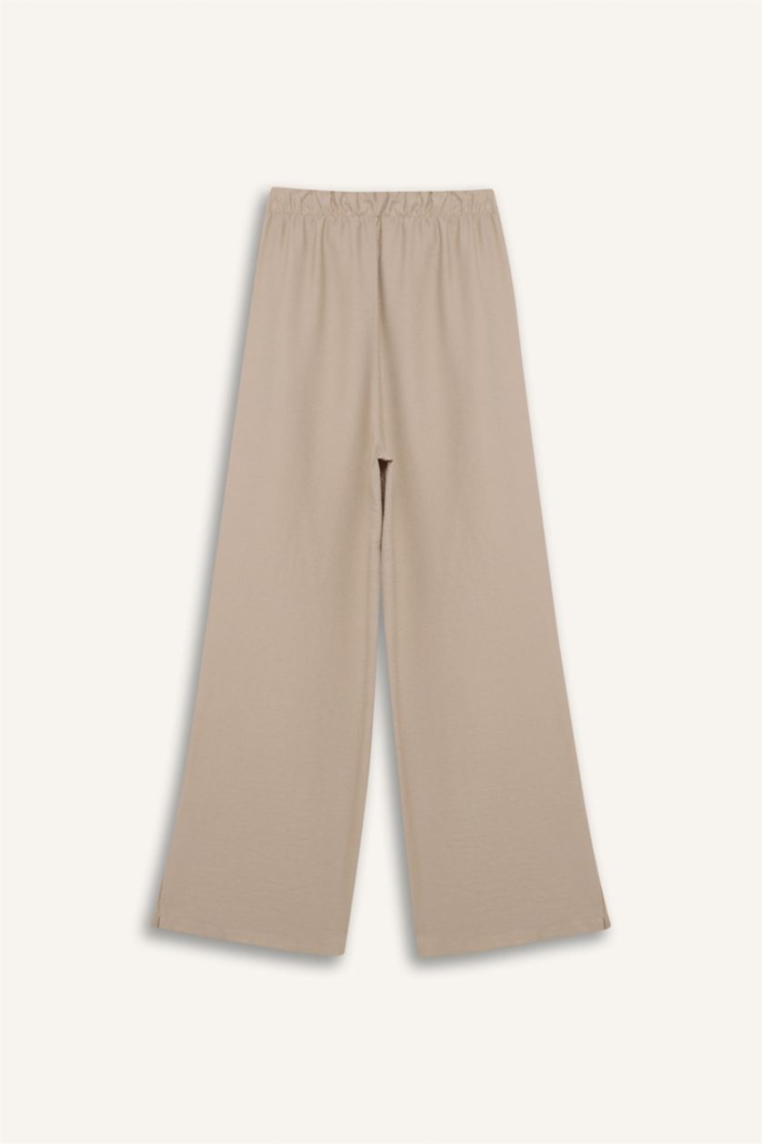 Женщины Бежевый Брюки Wide Leg широкого кроя