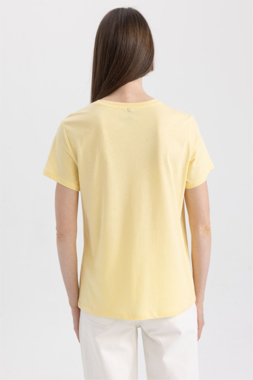 WOMAN Yellow Regular Fit Crew Neck Short Sleeve T-Shirt