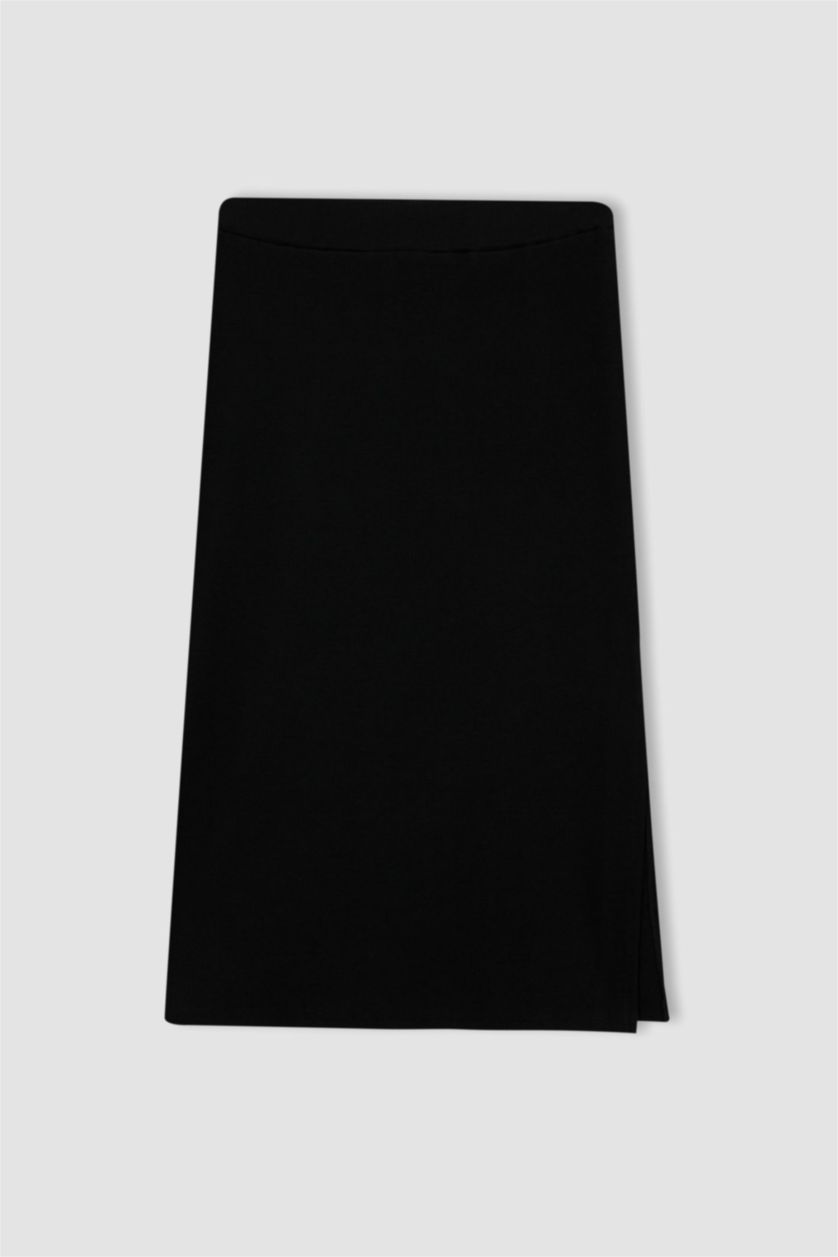 FEMME Noir Jupe Mi-Longue Basique Slim