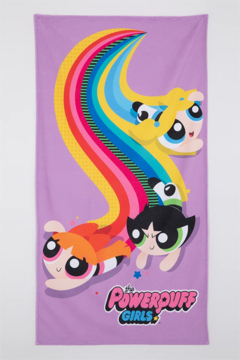 Kız Çocuk - Genç Kız Açık Mor PowerPuff Gırls Plaj Havlusu Kız Çocuk