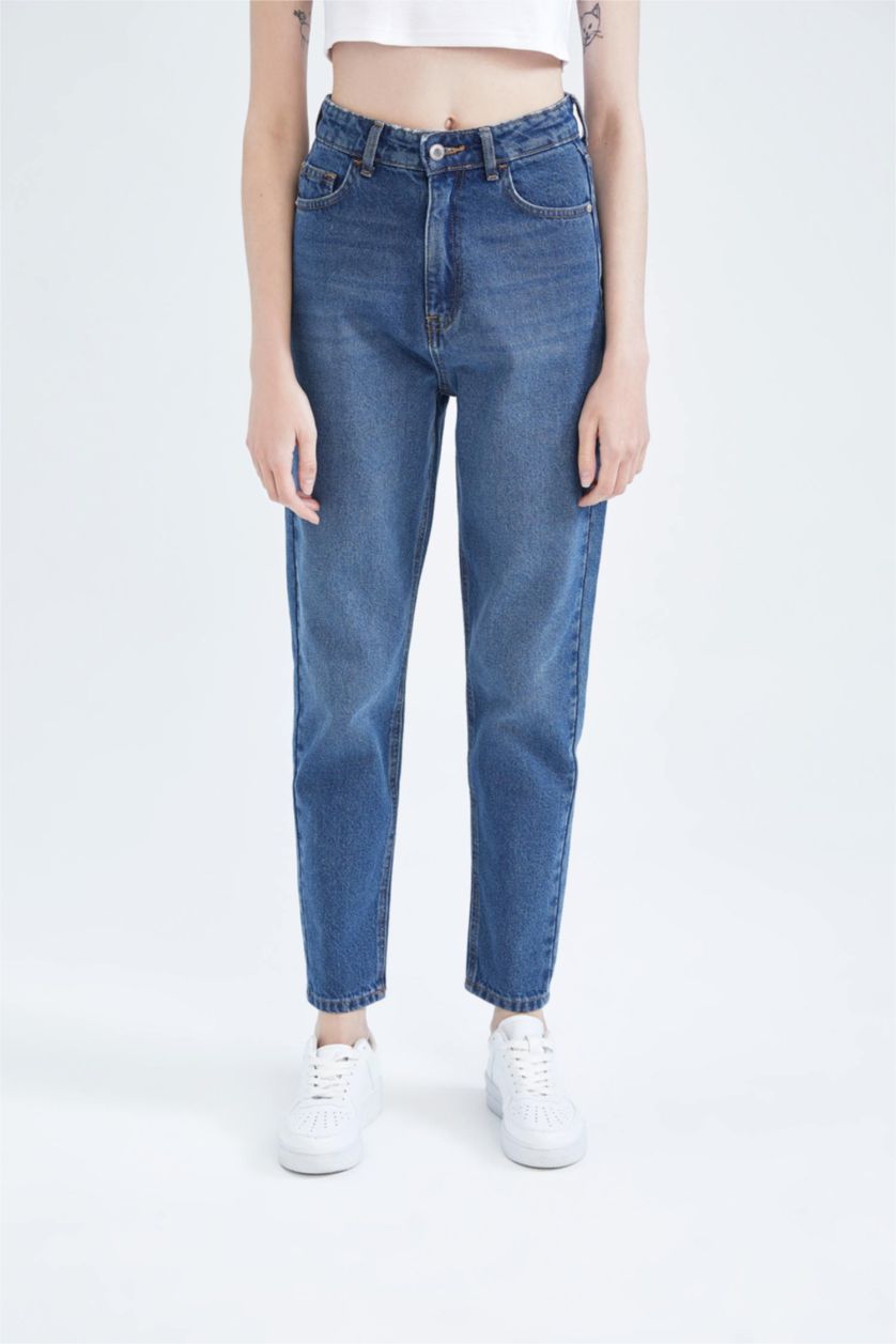 WOMAN Dark Blue Mom Fit Trousers