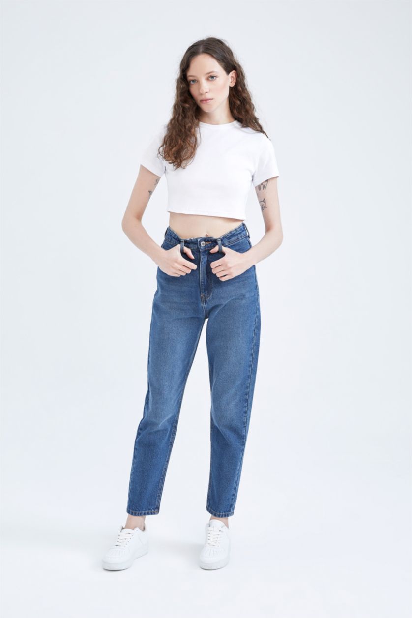 WOMAN Dark Blue Mom Fit Trousers