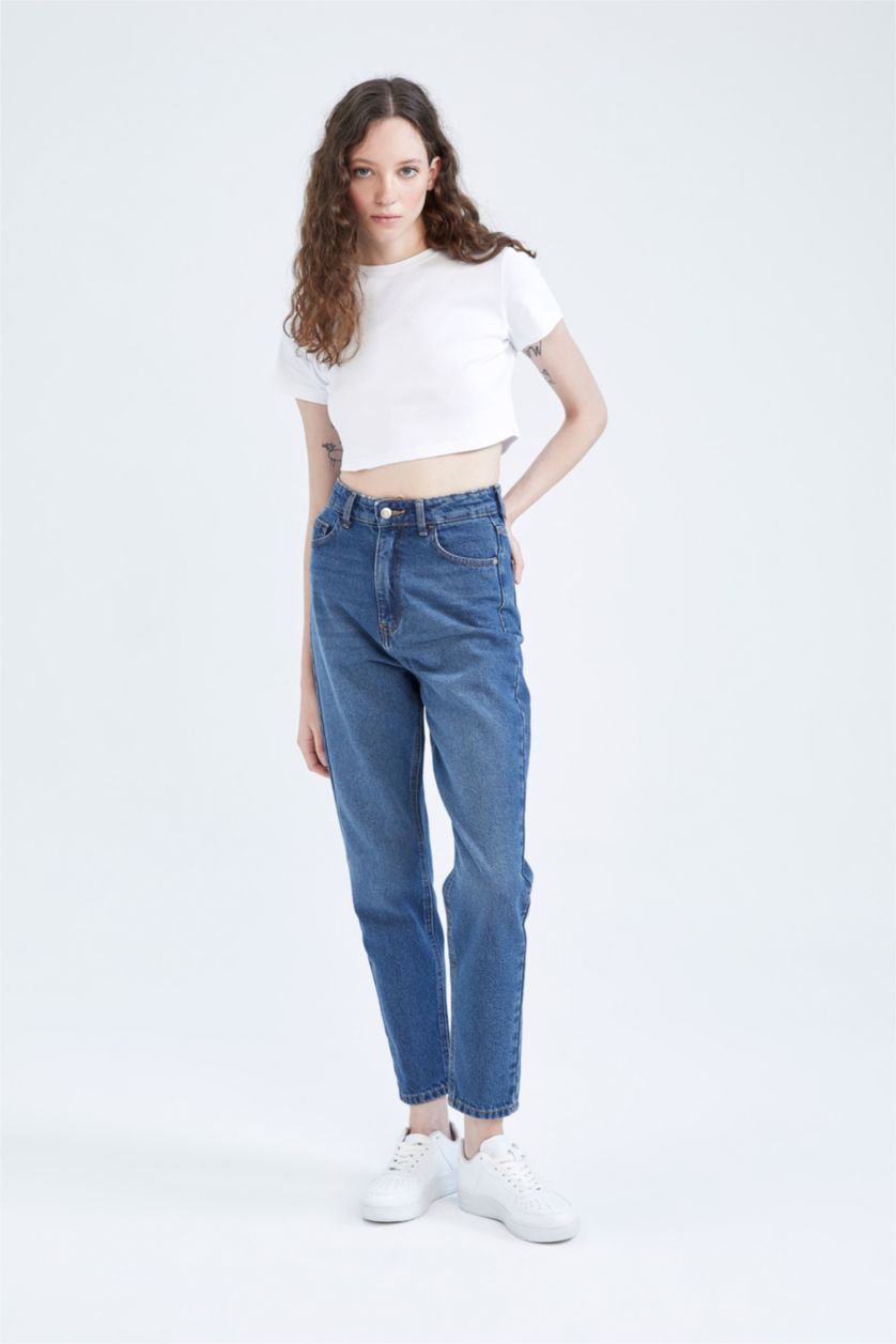 WOMAN Dark Blue Mom Fit Trousers