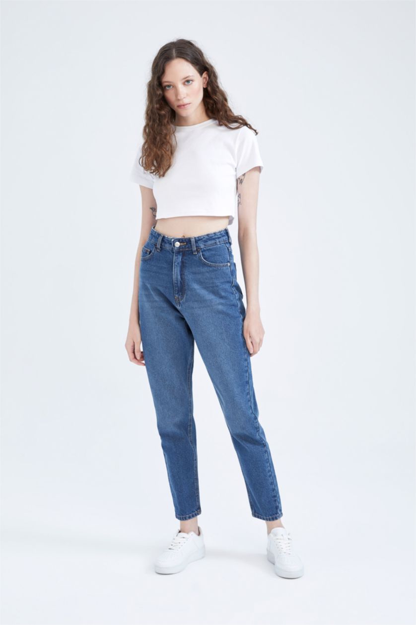 WOMAN Dark Blue Mom Fit Trousers