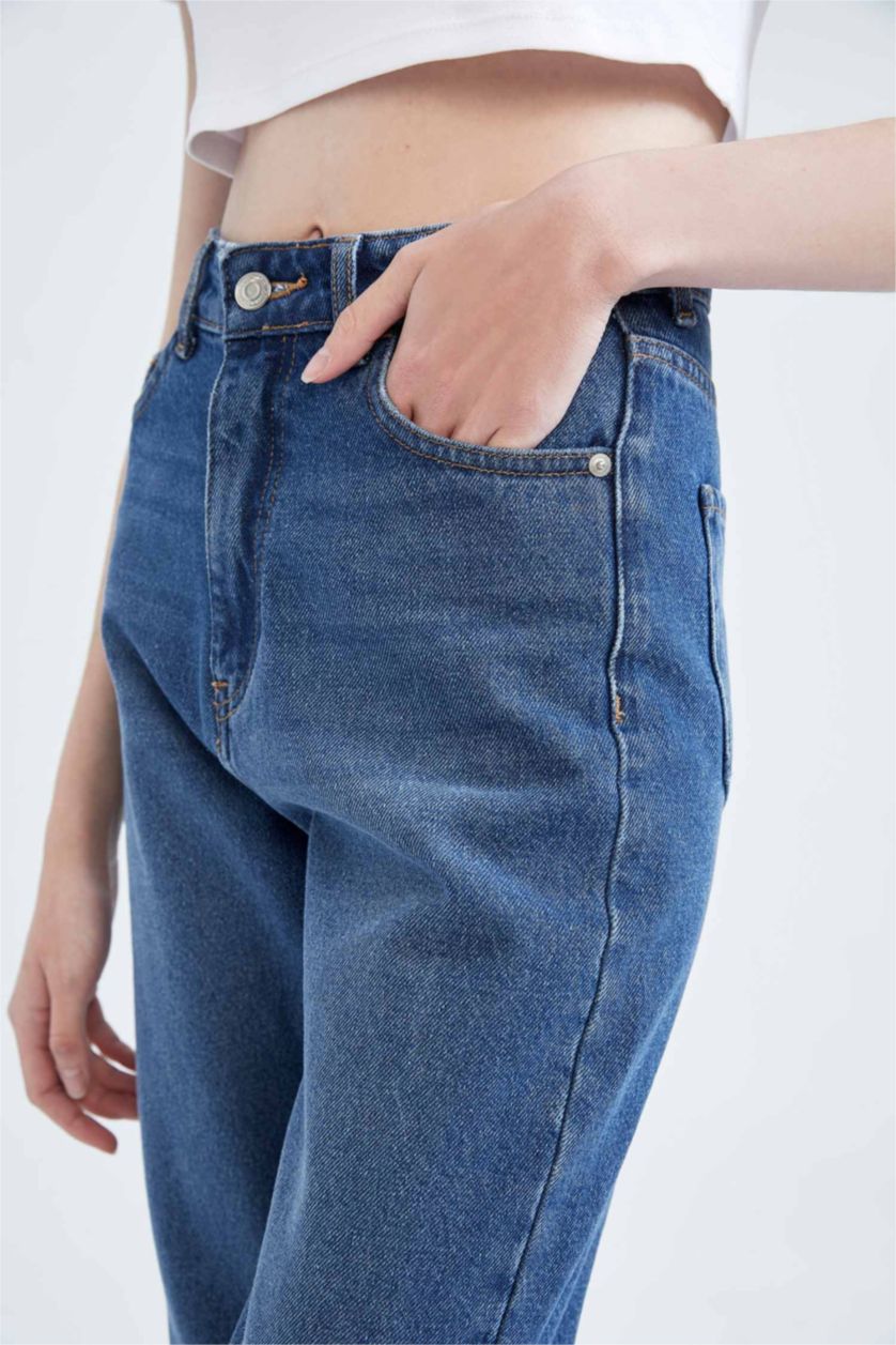 WOMAN Dark Blue Mom Fit Trousers