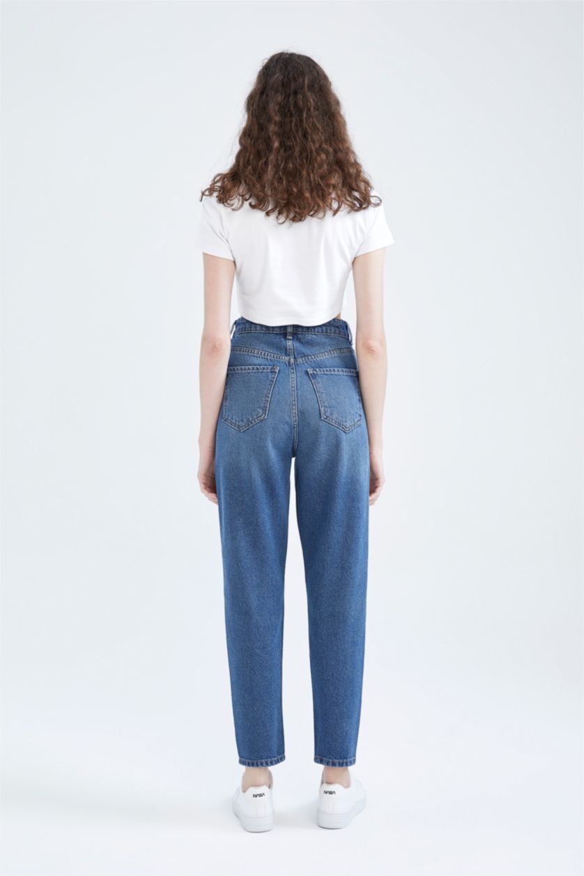 WOMAN Dark Blue Mom Fit Trousers