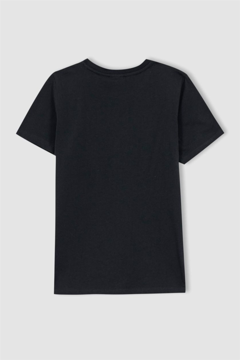 BOYS & TEENS Black Boys Defacto Fit NBA Miami Heat Licensed Regular Fit Crew Neck Short Sleeved T-Shirt