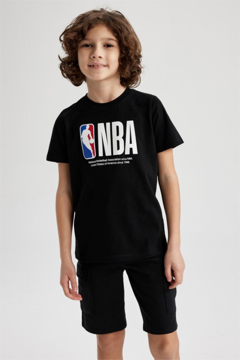 BOYS & TEENS Black Boy Defacto Fit NBA Licensed Regular Fit Crew Neck Short Sleeved T-Shirt