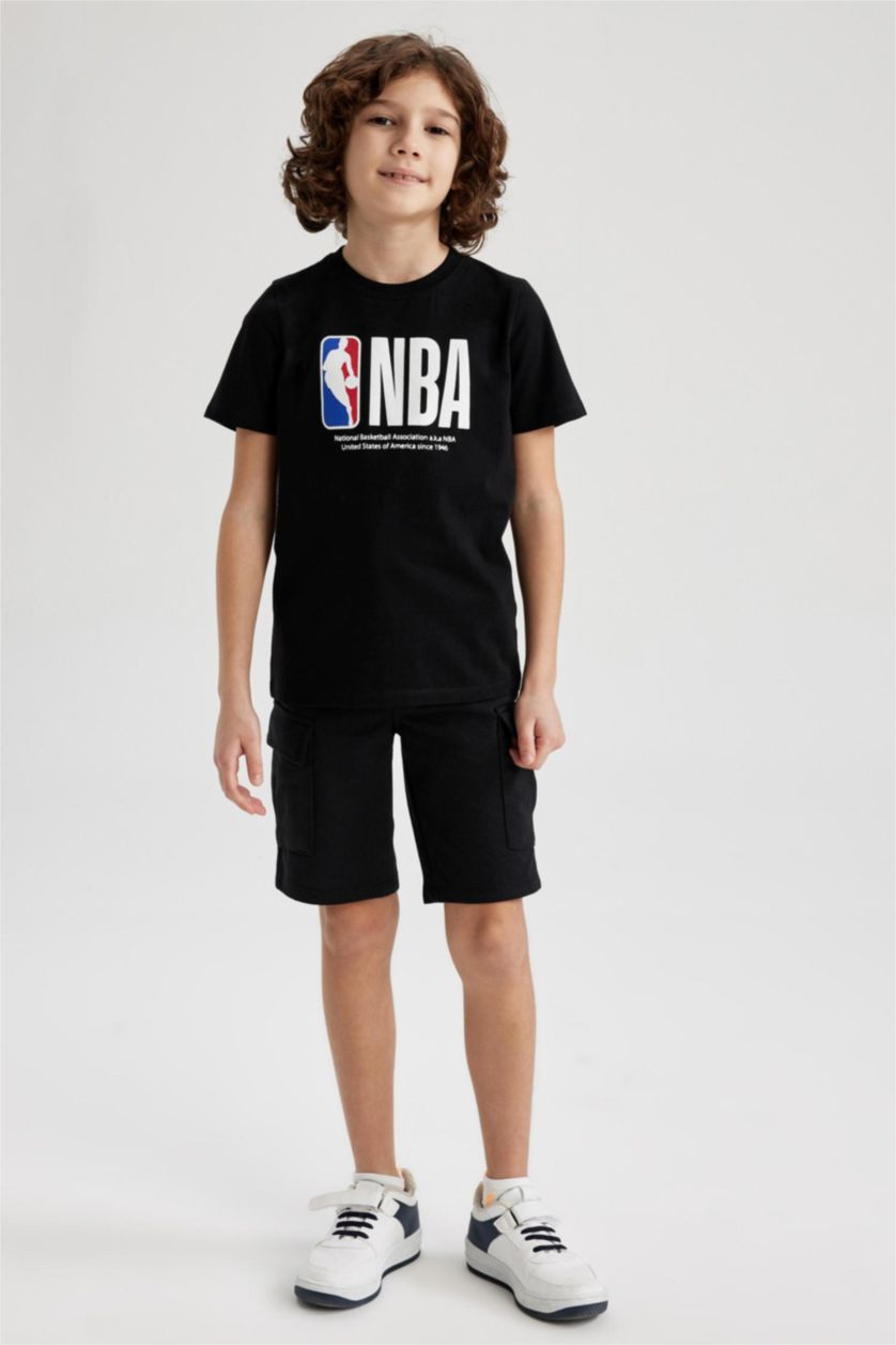 BOYS & TEENS Black Boy Defacto Fit NBA Licensed Regular Fit Crew Neck Short Sleeved T-Shirt