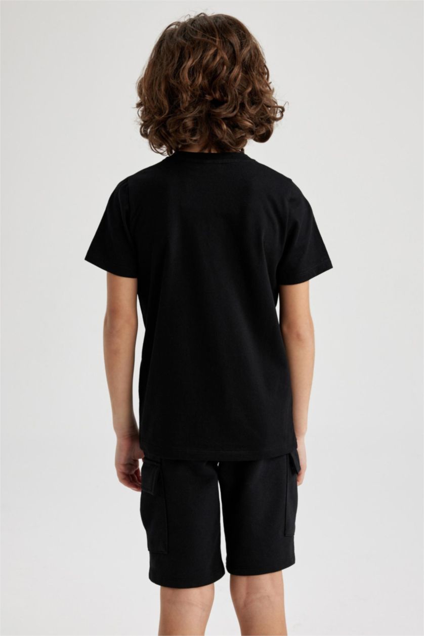 BOYS & TEENS Black Boy Defacto Fit NBA Licensed Regular Fit Crew Neck Short Sleeved T-Shirt