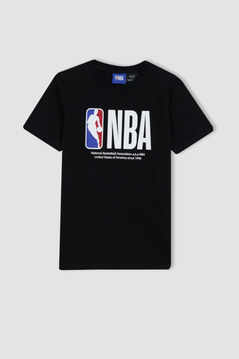 BOYS & TEENS Black Boy Defacto Fit NBA Licensed Regular Fit Crew Neck Short Sleeved T-Shirt