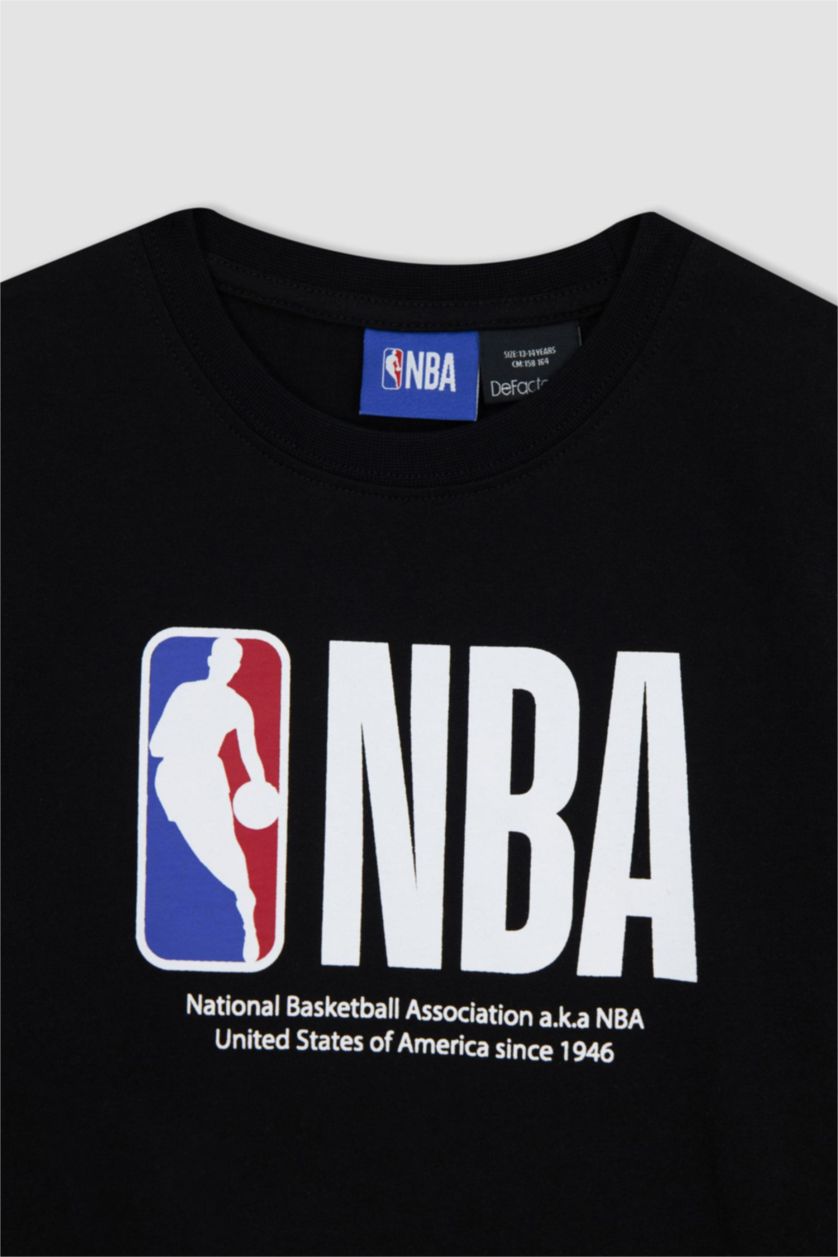 BOYS & TEENS Black Boy Defacto Fit NBA Licensed Regular Fit Crew Neck Short Sleeved T-Shirt